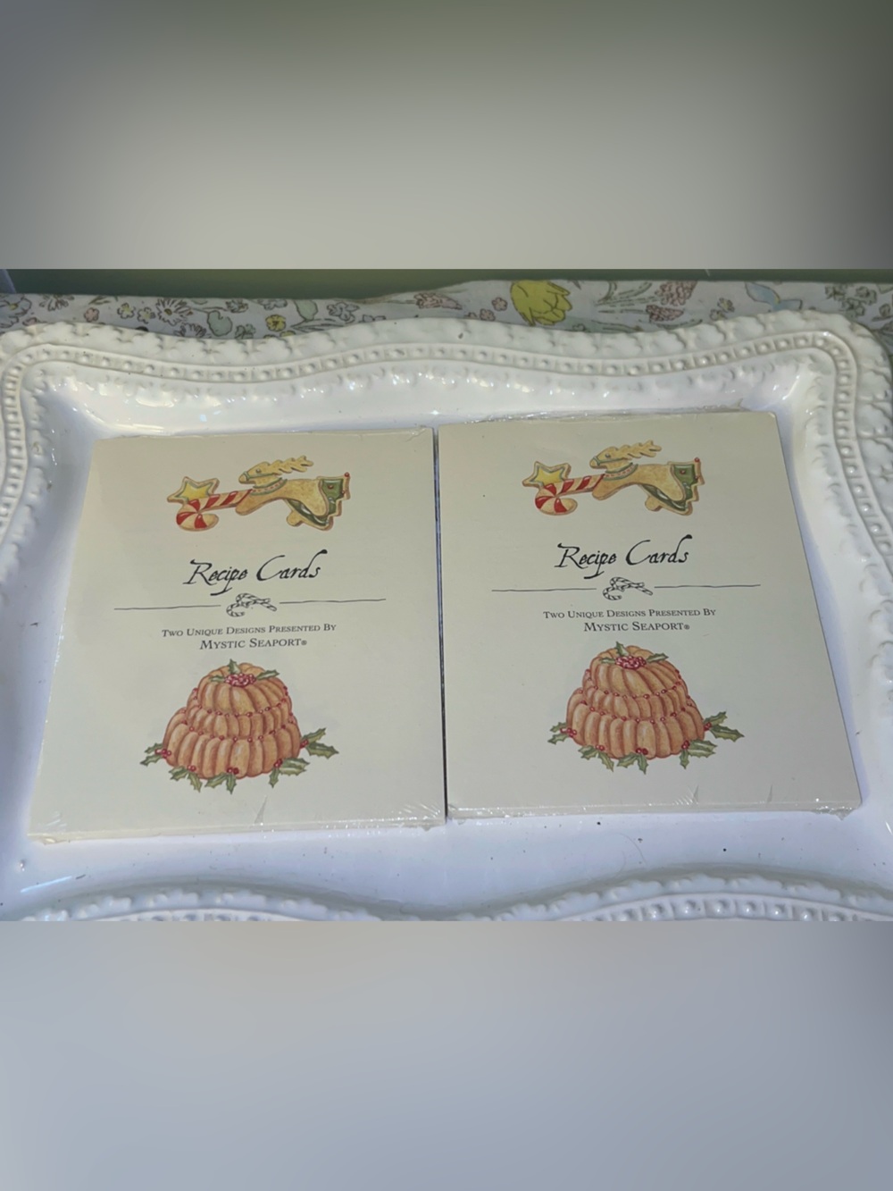 Mystic Seaport Holiday Recipe Cards Vintage Set of 2